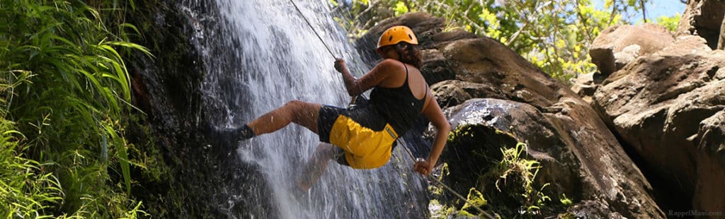 Unique Maui activities: waterfall rappelling