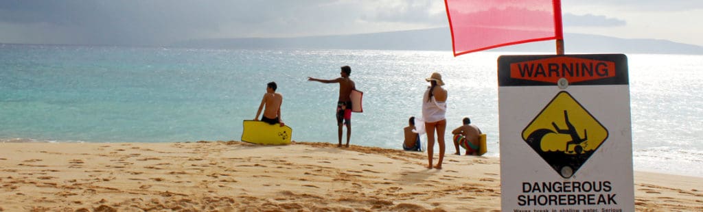 Is Maui Safe: warning sign on beach