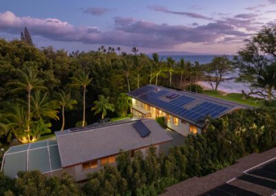 Aloha Aku Inn and Suites exterior sunset drone shot