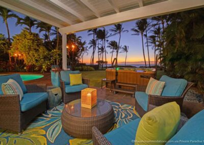 Mango Surf Beach Front Villa Lanai at sunset