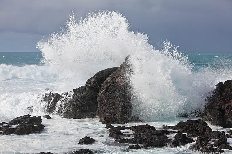Large waves crashing at Hookipa, Paia Maui
