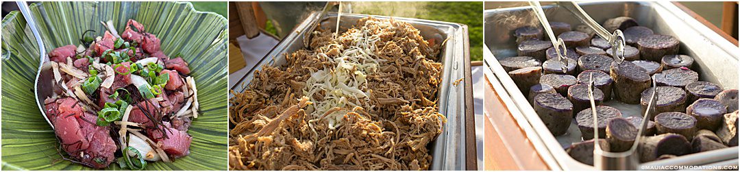 Hawaiian food at a luau on Maui, Hawaii