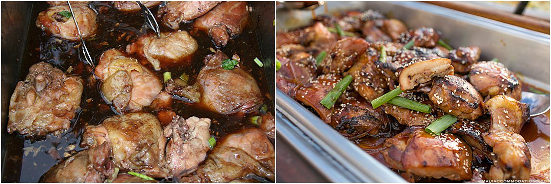 Teriyaki Chicken plates at a Maui luau, Hawaii