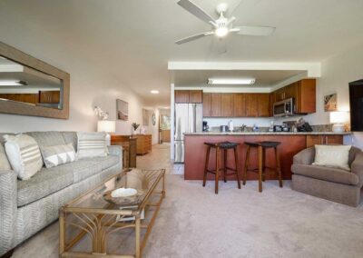 Kihei Surfside 212 Living room to Kitchen