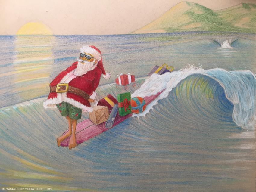 Santa surfing