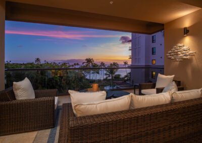 Maui Haven 5201 Montage Kapalua Bay lanai at sunset