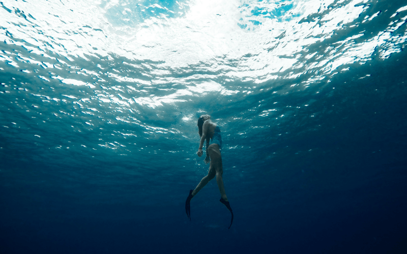swimming towards the surface